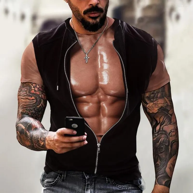 Camisetas masculinas Personalidade de moda Música 3DT Muscle Man Padrão Impressão Digital Principal Longo Graphic Graphic Graphic