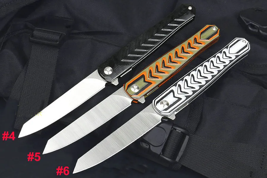 M6696 Flipper Folding Knife 8Cr13Mov Satin Blade CNC G10 Handle Ball Bearing Fast Open EDC Pocket Folder Knives