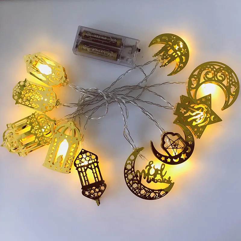 1.65m LED Musulman Ramadan Guirlande Lumineuse, 10LEDs Ramadan Eid Mubarak  Batterie Lumières, Musulman Étoile Lune