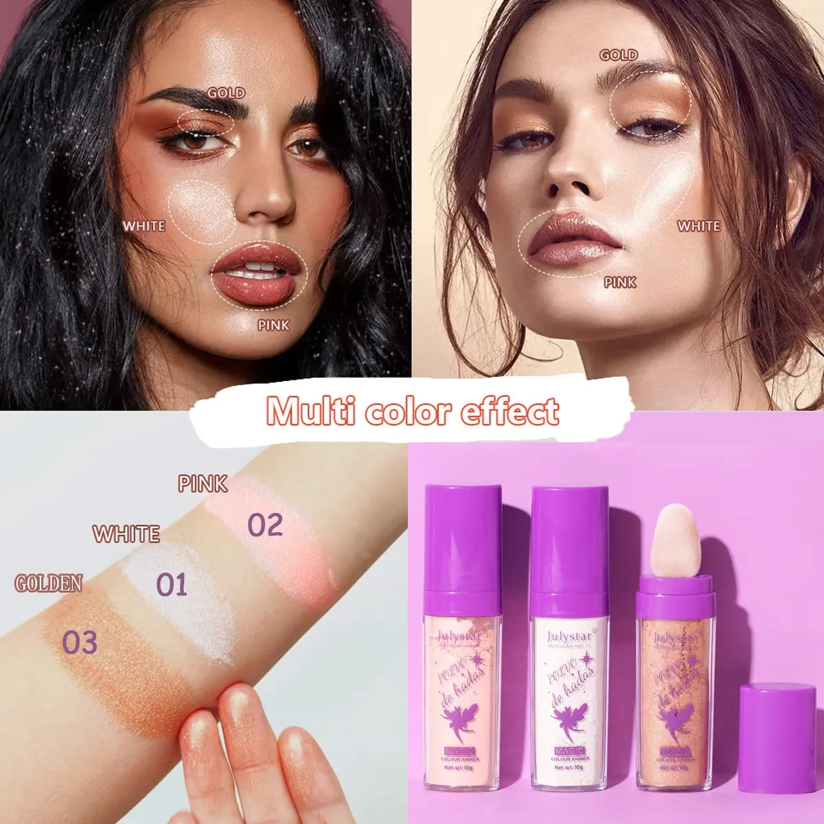 Natural Three Dimensional Fairy Powder Purple Highlighter Makeup Blusher  With Puff Patting For Shimmering, Brightening, And Moisturized Face And  Eyes From Cuteage, $1.54