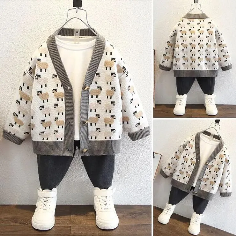 Kinderen Designer Design Cartoon schapen Cardigan Baby Boy Girl Sweaters gebreide Jumper Children Coat B101