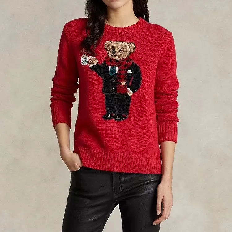 Polo Brand Women Rl Bear Sweaters Cartoon Winter Clothing Fashion Long Sleeve Sticked Pullover Cotton Wool Bear Sweaters Moschino Brand Ralphs Laurence Woman 1991