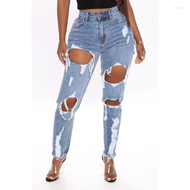 Women's Jeans Woman's Woman Feminina High Waist Fashion Women Denim Hole Female Stretch Slim Sexy Pencil Pant