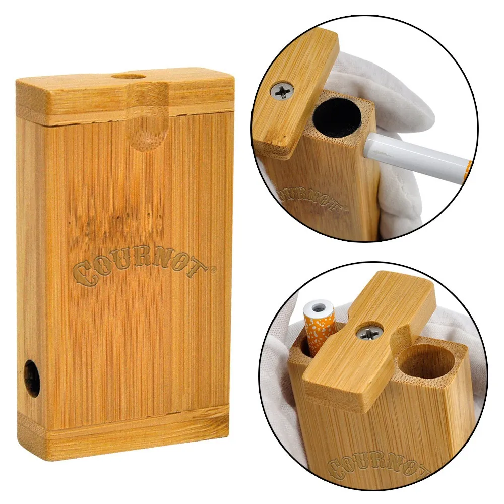 Natural Bamboo Dugout Wood Case With Metal One Hitter Bat Pipe 59mm Metal Filters Hand Pipes Smoking AccessorieS