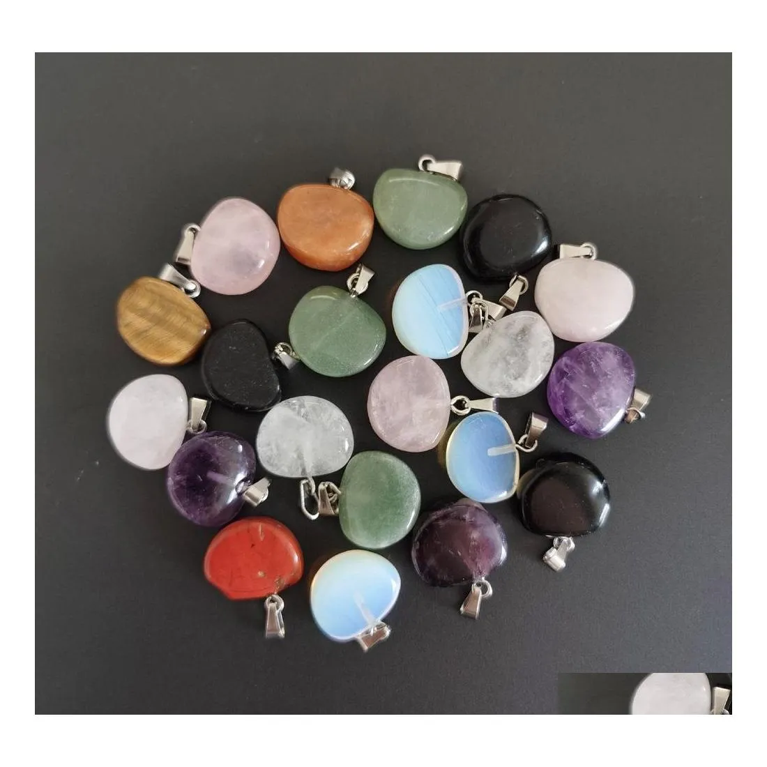 Charms Fan vorm zeven chakra's stenen hanger genezing reiki roze kwarts kristal voor doe -het -zelf maken ambachten ketting juwelen accessoires d dhyqv