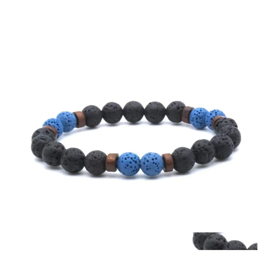 Charm-Armbänder, handgefertigt, 8 mm, sieben Chakren, tibetischer Buddha-Armband, Chakra, Farbe, Lavastein, Diffusor, Herrenschmuck, Geschenk, Tropfenlieferung, Dhwea