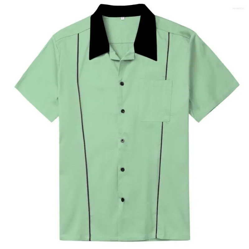 Men's Casual Shirts 50s Vintage Work Men Blouse Koszula Spinki Do Mankoetow Dress Shirt Men's Short Sleeve Camiseta Retro Hombre