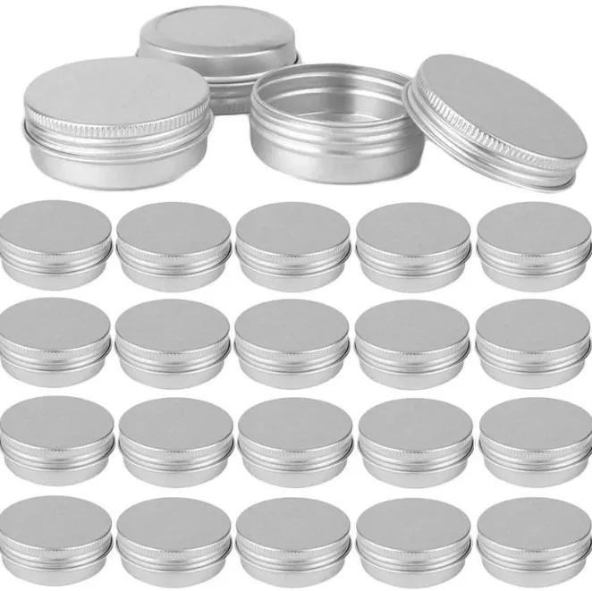 Wholesale Empty Aluminum Lip Balm Containers Cosmetic Cream Jars Bottle Round Candle Metal Box with Screw Lids for Cosmetics 100pcs