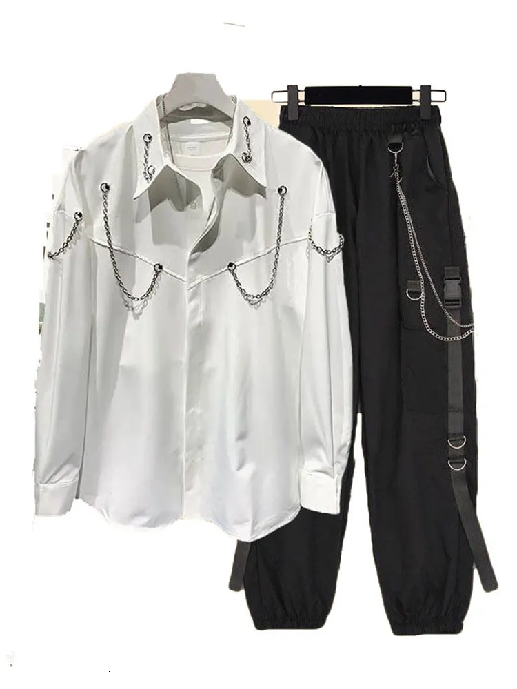 Pant da donna a due pezzi streetwear a due pezzi set camicetta con camicetta cargo harajuku 2 set s outfit 230215