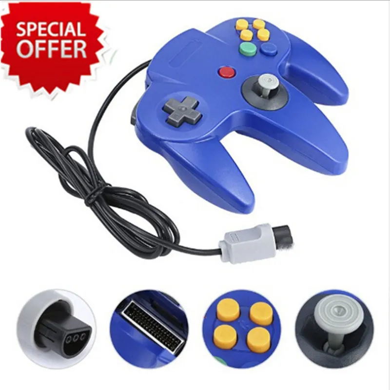 N64-styrenheter f￶r h￶gsta kvalitet Kontroller Controllers Classic N64 64-bitars GamePad Joystick f￶r N64 Console Video Game System