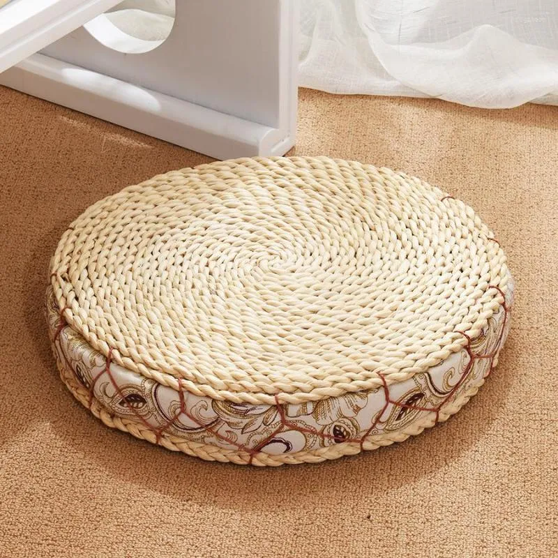 Pillow Futon Floating Window Mat à la maison Tatami Round Méditation japonaise Lorme de peau de maïs épaisse