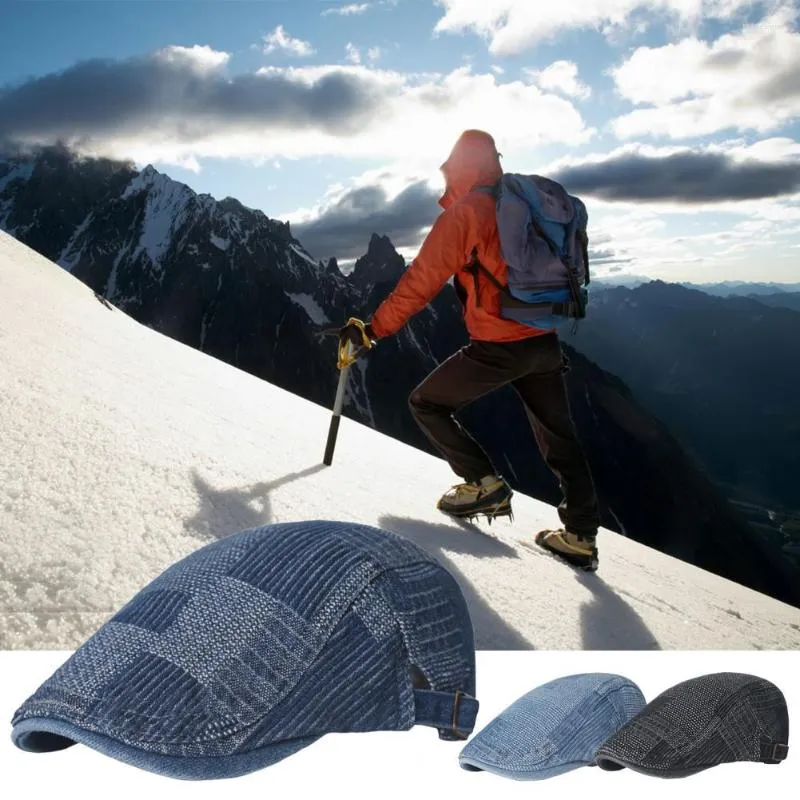 Bérets Casquette d'extérieur exquise Denim unisexe Super doux coupe-vent chapeau à bord court protection solaire