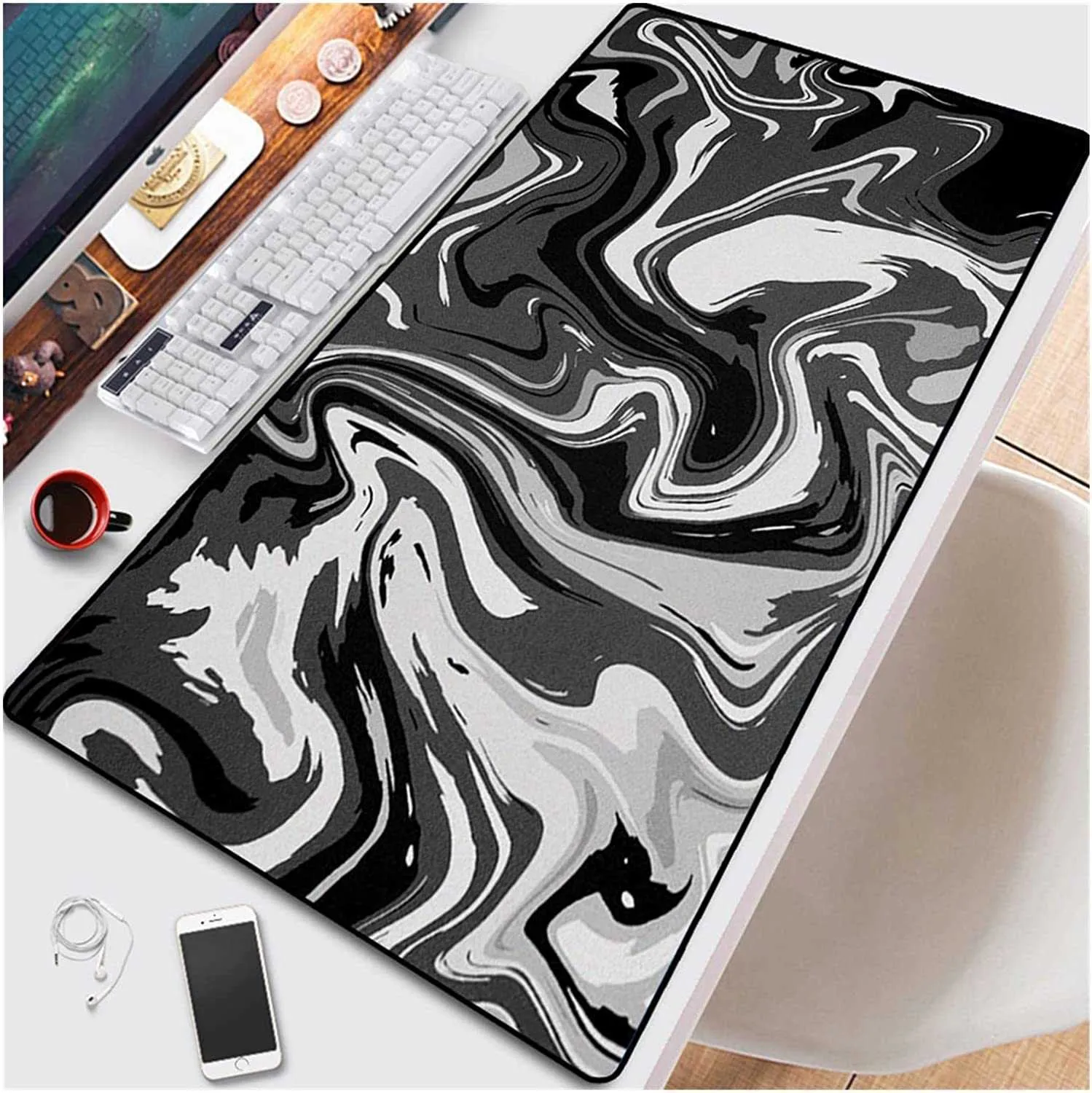 Mouse Pads Wrist Rests Liquid Computer Mouse Pad Gaming Mousepad Abstract Large 900x400 MouseMat Gamer XXL Mouse pad PC Desk Mat Keyboard mat T230215