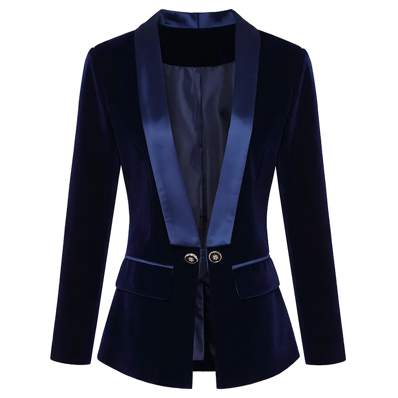 Womens Suits Blazers HIGH QUALITY est Runway Designer Blazer Womens Long Sleeve Velvet Blazer Jacket Outer Wear 230216