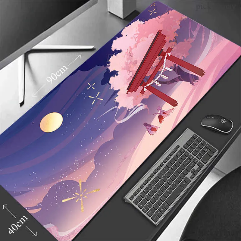 Мышиные накладки отдыхают Япония Torii Gate Большой мышиный коврик аниме Mousepad Big Mousepads 39.3x19.6in Rubber Keyboard Taved Mats Desk Pad HD Pads xxl T230215