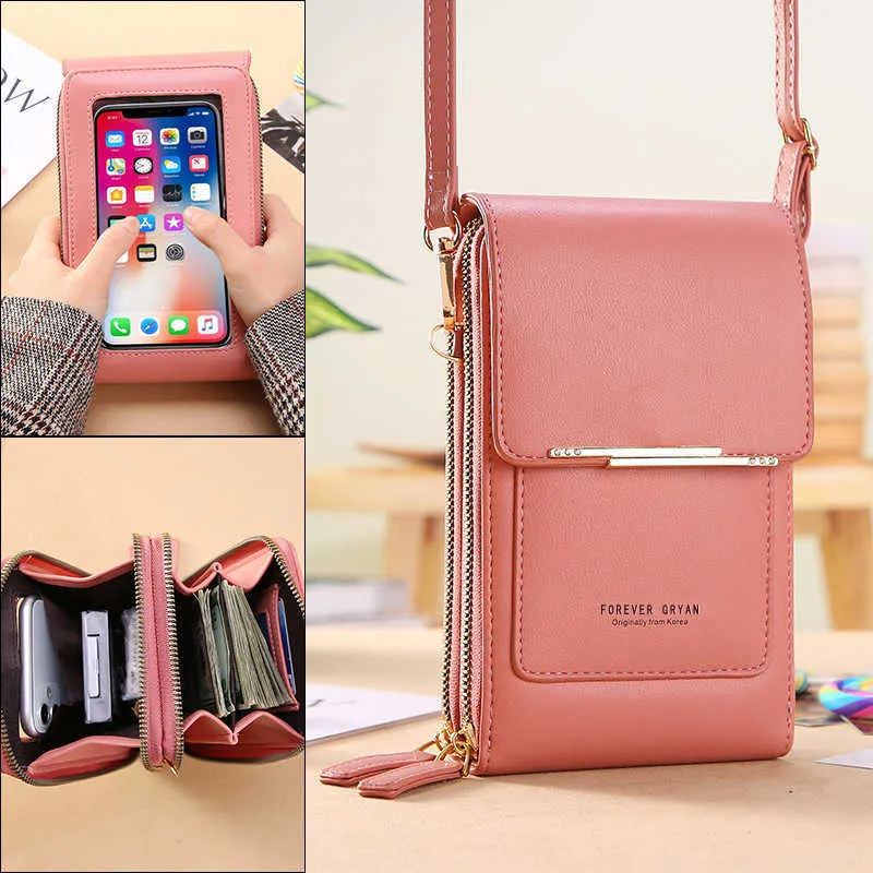 Shoulder Bags New Women Handbags Female Pu Leather Shoulder Bags Touch Screen Phone Purse Crossbody Bag Large Capacity Hand Bag Dropshipping