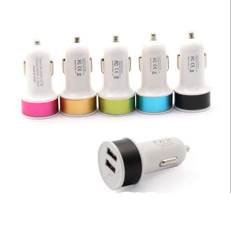 Dual USB 2 Ports 5V 2.1A Car Chargers Auto Power adapter for iPhone 7 8 11 x xr 12 13 pro max samsung htc Blackberry mp3 mp4