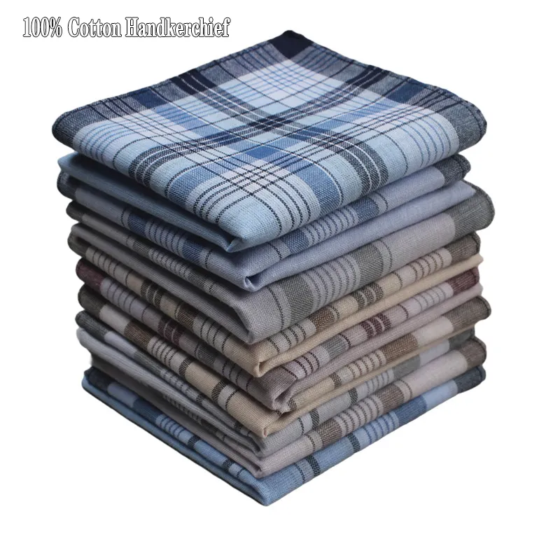 Cravat Pure Cotton Mens Plaid полосатые квадратные платки винтажные классические карманные Sweatabsorbent Landkerchief Nostalgia10pcslot 230216