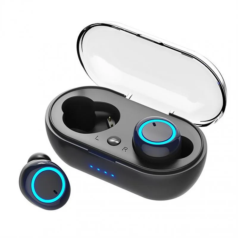 Y50 Mini Sports Bluetooth -hoofdtelefoon Oortelefoon Outdoor Touch Control Earbuds Wireless Headset 5.0 met oplaadbak Power Display