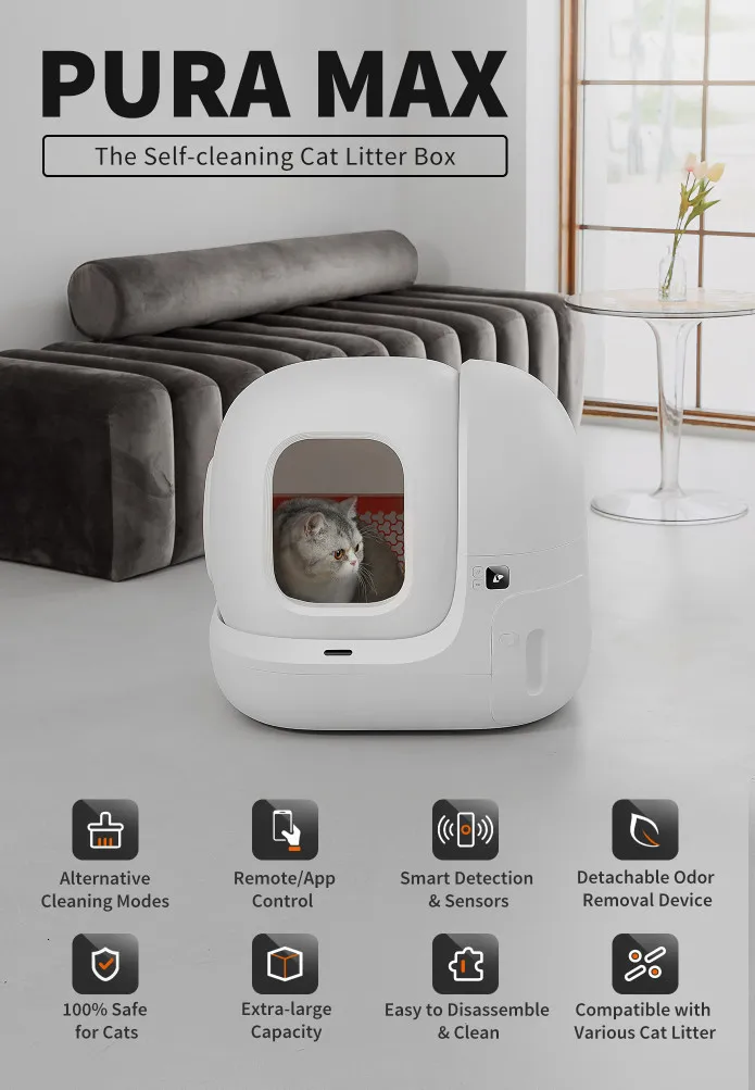 Petkit Pura Max Global Can Connect Mobile. New Automatic Cat Bathroom,  Beautiful, Smaller Design There Is