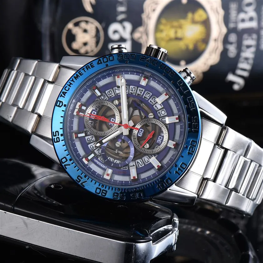 2-Men watch business fashion Reloj de lujo acciaio inossidabile multifunzione orologi al quarzo sport casual militare Orologio di lusso 253v