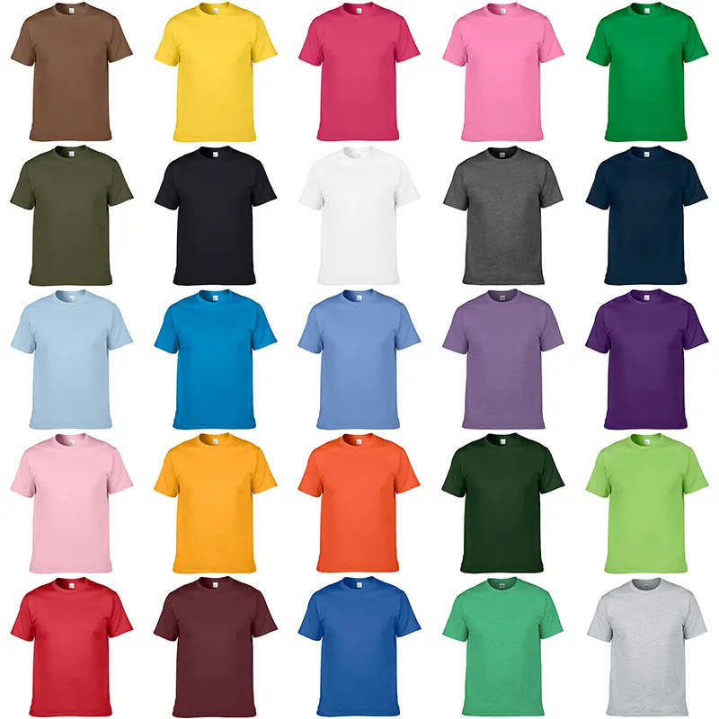 Mens Tshirts Candy Color Cotton Round Neck Kort ärm T -shirt 180G reklamtröja Kort ärm Solid stöder utskrift av din logotyp med extra kostnad sant