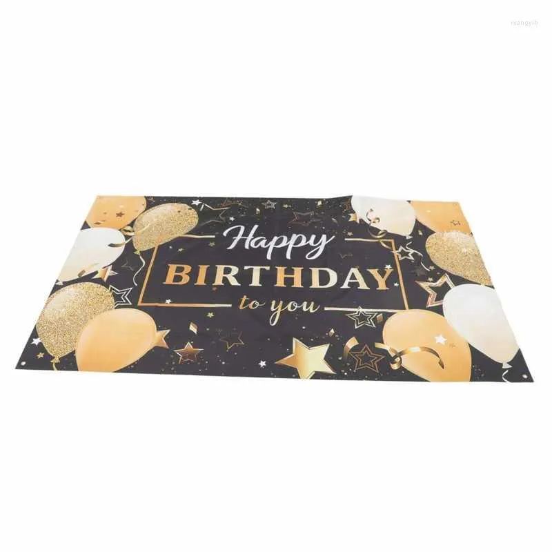 Decorazione per feste Sfondo di buon compleanno Banner Segno Oro nero Squisito processo di stampa per Anniversary Po Prop