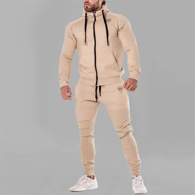 Herren-Trainingsanzüge, Frühling und Herbst, Herrenanzug, Baumwolle, modisch, Reißverschlussjacke, Kapuzenpullover, lässige Outdoor-Herrenhose, Sport-Herrenanzug 230215