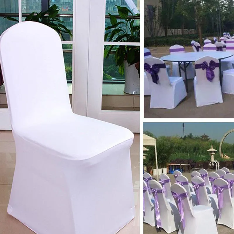 Chair Covers El Wedding Banquet White One-piece Cover European Polyester Spandex Elastic Cushion