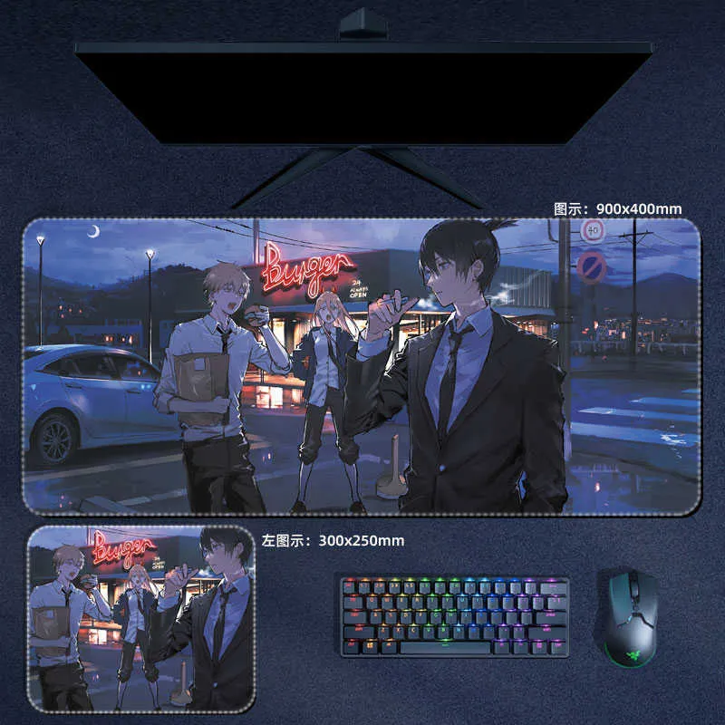 Large Anime Chainsaw Mouse Pad With Wrist Rest Makima Power Aki Denji  Design For PC Gaming, Laptop, And Desk Mouse Pad T230215 From Wangcai06,  $5.64