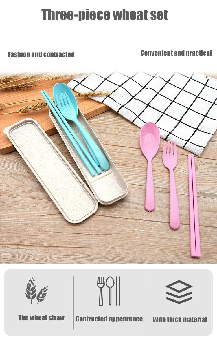 Eco-friendly Plastic Cutlery with Packing Box ,Biodegradable Wheat Straw Cutlery