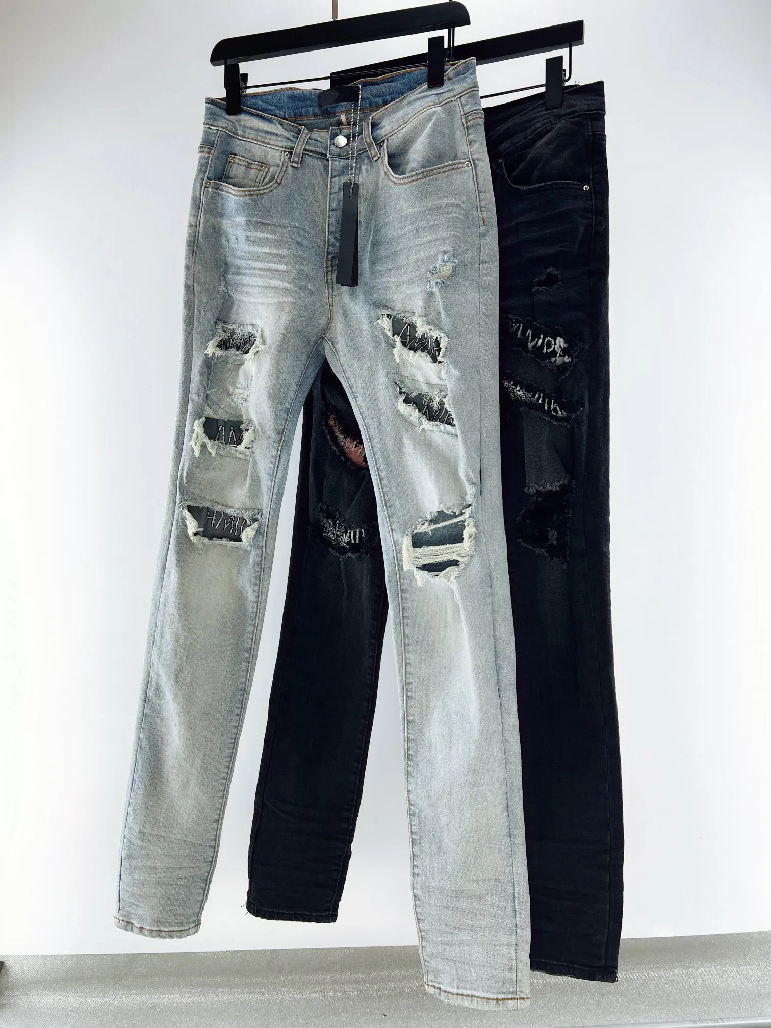 2023 latest mens pencil jeans fashion hole stitching design handsome pants luxury designer jeans