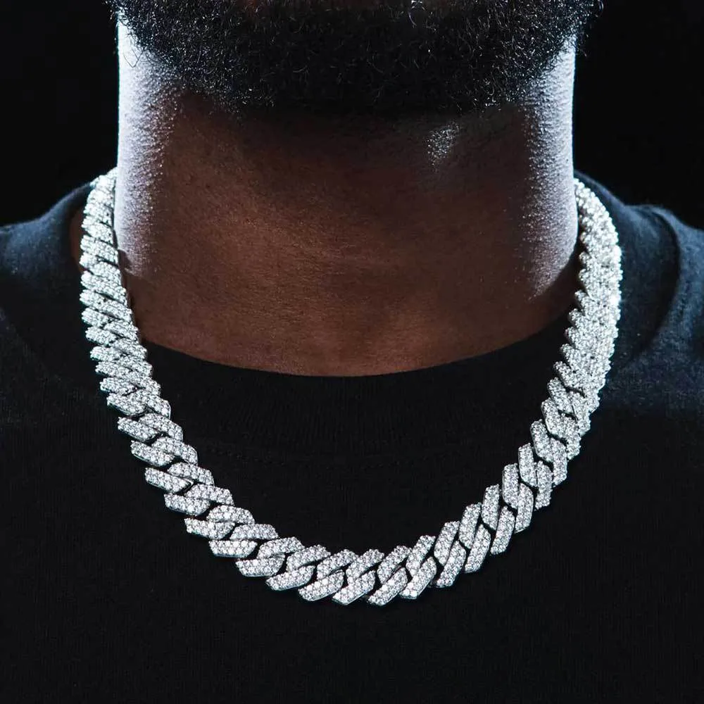 15mm Cuban Link Chain Necklaces Micro Pave Prong Fashion Hiphop Full Iced Out Rhinestones Jewelry for Men Women Luxury Gold Silver Bling Hip Hop Bracelets Gifts