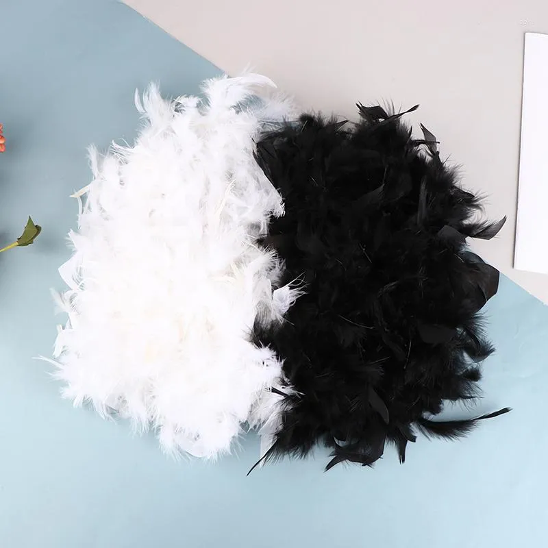 Decorações de Natal 1pc Tree Feather Boa Strip White Black Strips