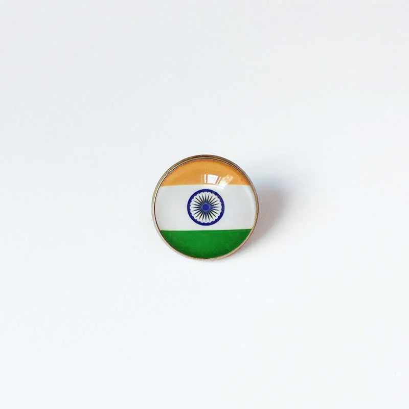 Partys Broche de drapeau national indien Coupe du monde de football Broche de haute classe pour banquet, décoration de cadeau, badge en métal commémoratif en cristal