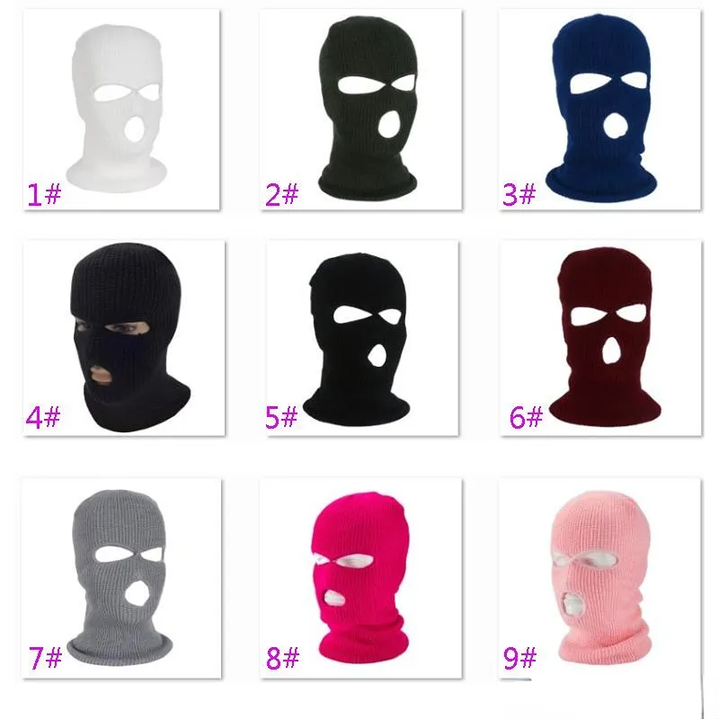 Top Knit 3 Trous Masque Facial Masque De Ski Cagoule Chapeau Visage Bonnet  Casquette Neige Hiver Moto Casque Chapeau Masques De Créateurs Du 2,38 €
