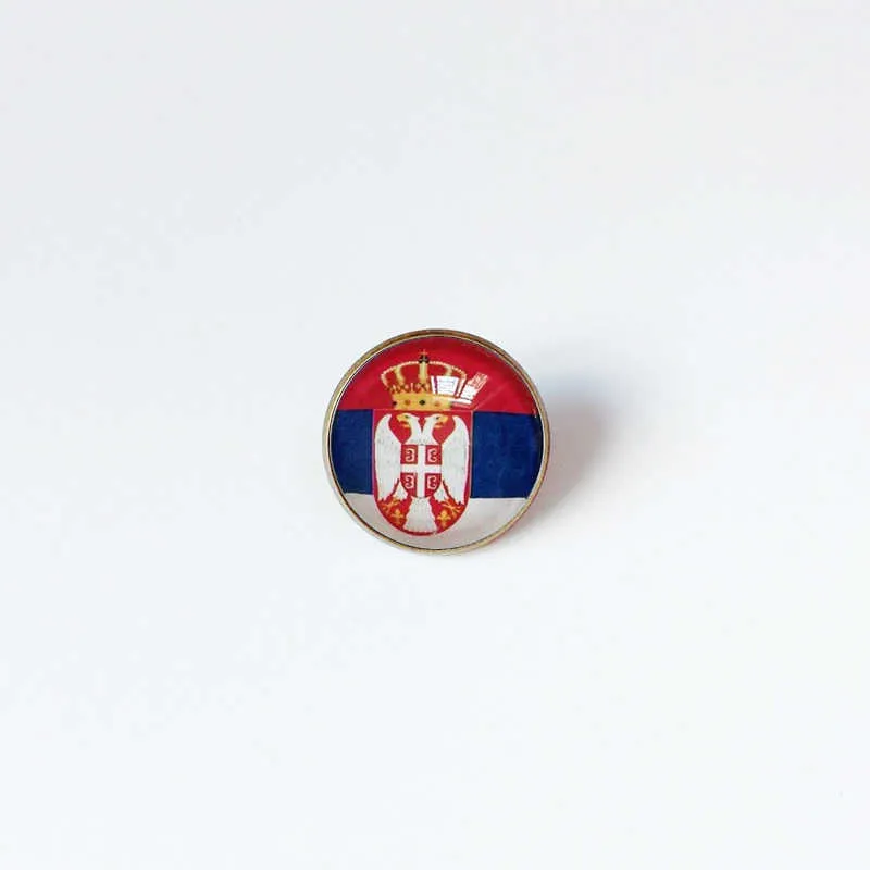 Partys Serbia National Flag Brooch World Cup Football Brooch High Class Banquet Party Gift Decoration Crystal Commemorative Metal Badge