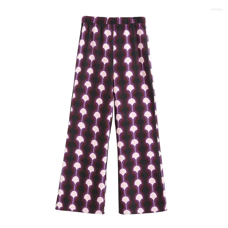 Pantalons pour femmes Evfer Womens Fashion Umbrella Print High Waist Long Boot Cut Girls Spring Casual Elastic Purple Za