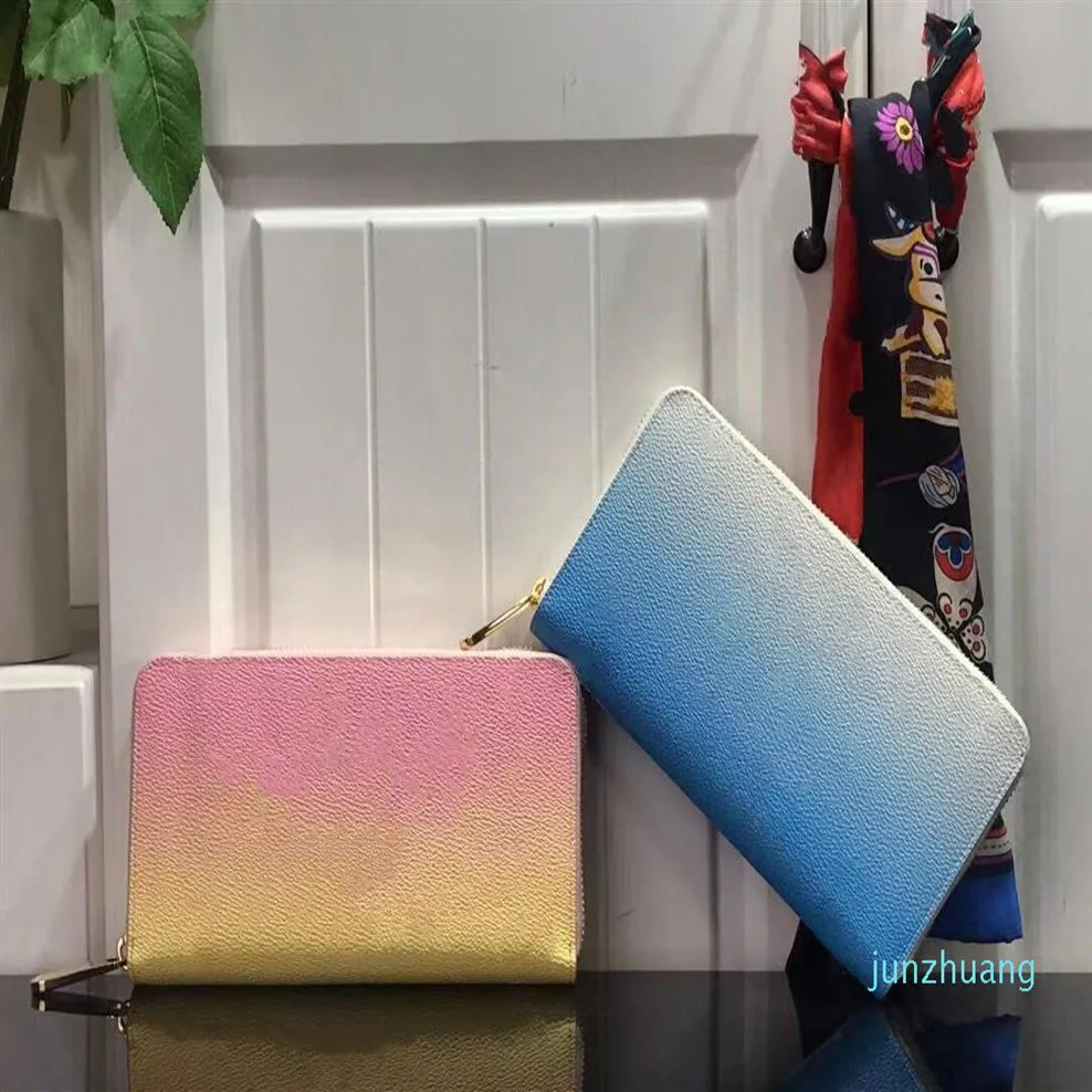 Projektantki- Bags Women Drukowane standardowe długie portfele dostępne w 2 kolorach Pink Blue264E