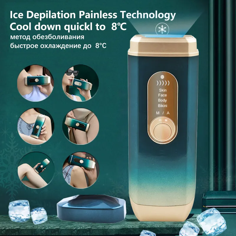 Epilator IPL Hårborttagning Ice Cooling Laser Epilator Women Depilatory Permanent smärtfritt hårborttagare Depiladora Professional Depilation 230215