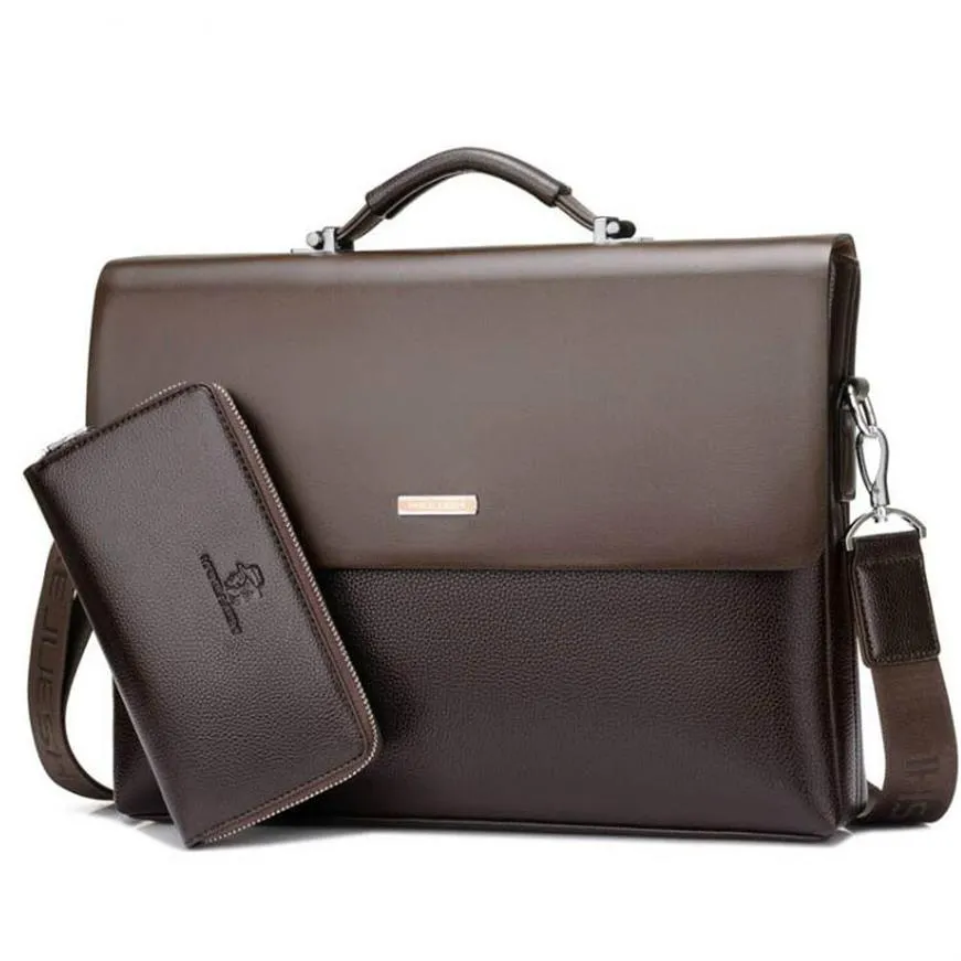 Brand Business Men Briefcase Bag pu Leather Black Luxury Designer Laptop Bag Office Large Capacity Briefcase264O