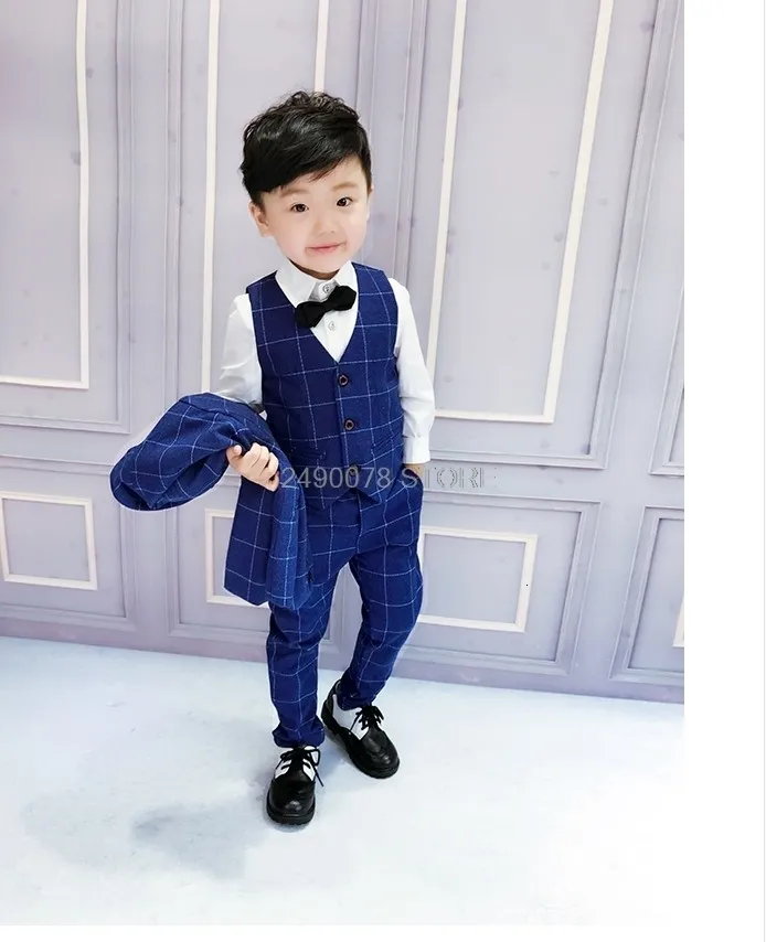 Costumes Top qualité fleur garçons Costume pour mariage Gentleman enfants formel Tuxedos Blazer veste enfants Performance robe de soirée Costume 230216