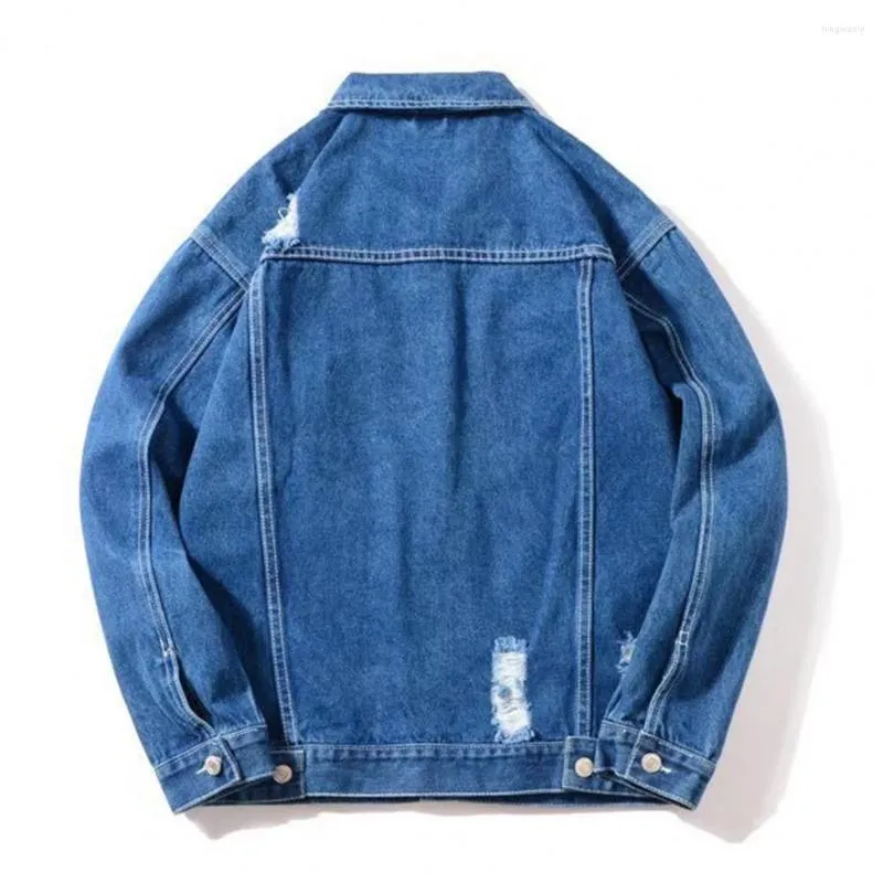 Herrjackor män denim tallar fast färg fin sömnad dressing enkel bruten vriddown krage jacka last för resor