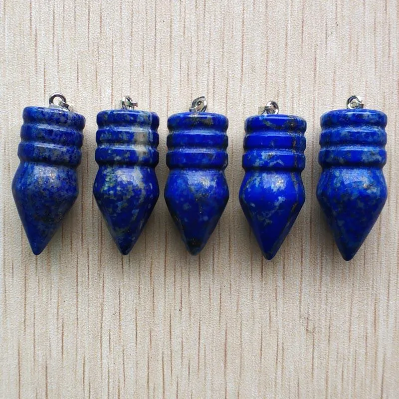 Collane con pendente 2023 Fashion Natural Lapis Lazuli Scopperil Pendenti a forma di pendenti per collana fai da te Creazione di gioielli 5 pz / lotto all'ingrosso