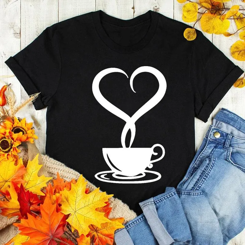 Women's T Shirts Women Fashion Shirt Coffee Lover I Love Tee Tops Female Casual Short Sleeve T-shirt 90s Ladies Cute Graphic