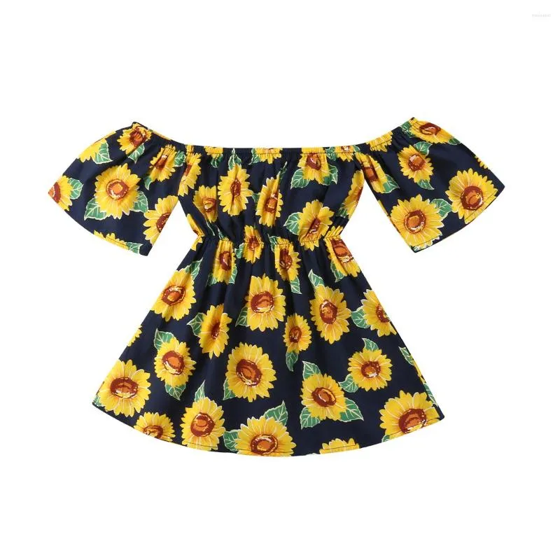 Abiti da ragazza per bambini, vestito da girasole per bambini, con spalle scoperte, spettacolo di spettacoli, tutù, vestiti prendisole, taglia 2-6T