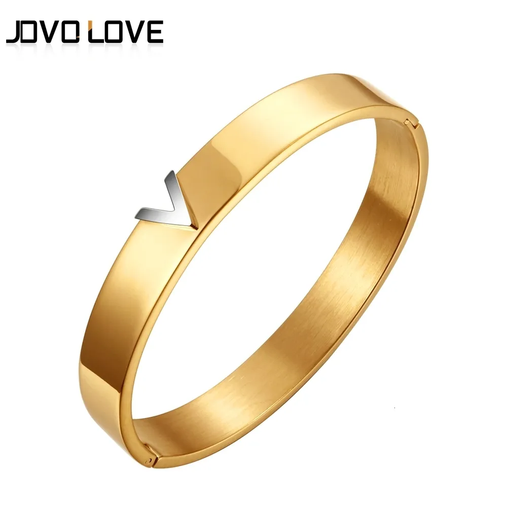 Bracelets de charme Trendy v Shape Stainless Steel Bangles Feminino Bracelet Bracelet Gold Color Titanium For Women Jewelry Gift 230215