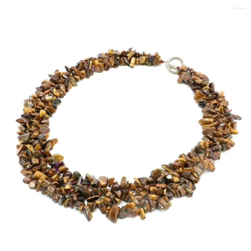 Chaînes Pierre naturelle Jaune Tiger Eye 5x7mm Collier pour femmes Accessoires Festival Cadeau Banquet Anniversaire Bijoux 18 pouces M315