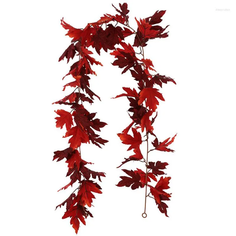 Fiori decorativi 1 PZ / 175 cm Piante artificiali Acero Falso Foglia di vite Ghirlanda fai da te Giardino domestico Halloween Ringraziamento Ghirlanda di Natale