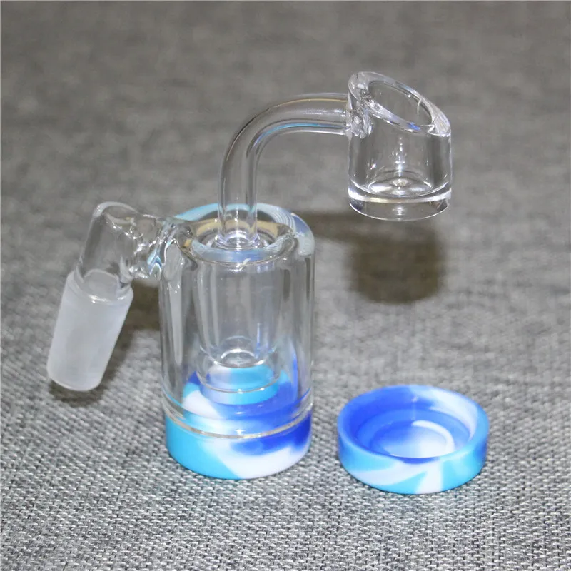 Catcher de cinzas macho de 14 mm de 14 mm com recipientes de silicone de 5 ml e bangers de quartzo para craques de bongueiro de água de vidro